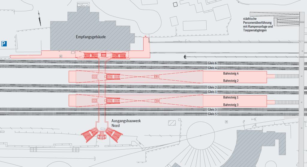 Bauvorhaben 2017 Bahnhöfe Neubrandenburg - Neubau Inselbahnsteige, Personenunterführung, Treppen, Aufzüge, Überdachung, Beleuchtung - Tunnelverlängerung mit Aufzug und