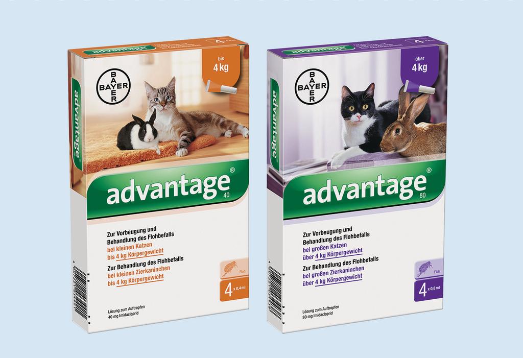 40 mg und 80 mg Lösung zum Auftropfen für Katzen und Antiparasitikum gegen Flöhe Zusammensetzung : 1 ml Lösung enthält: Wirkstoff: 10% Imidacloprid (100 mg/ml) Sonstige Bestandteile: 0,1% (1 mg/ml)