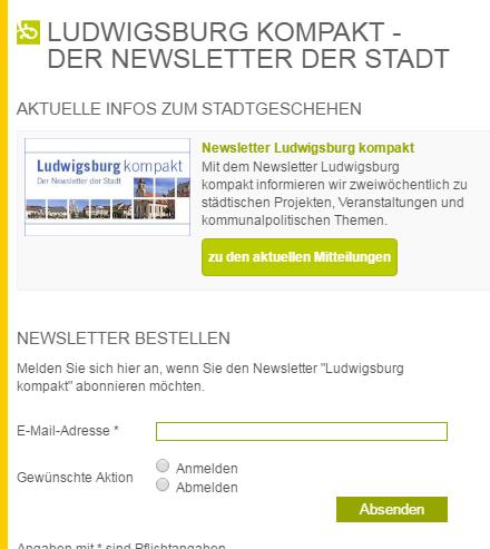 Ludwigsburg kompakt Kostenloser Newsletter Seit Januar 2016 Mit dem