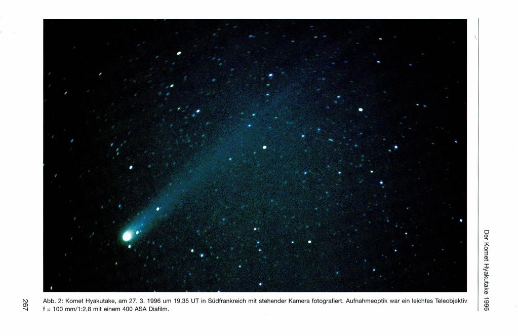 I\) (j) ---.J Abb. 2: Komet Hyakutake, am 27.3.1996 um 19.35 UT in Südfrankreich mit stehender Kamera fotografiert.
