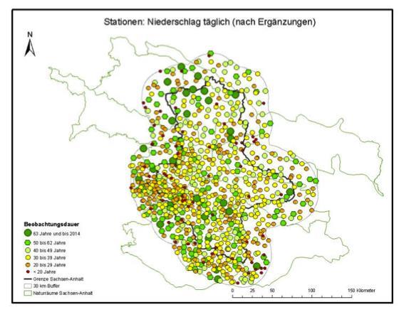 Datenbasis Niederschlagsmessungen in Sachsen-Anhalt