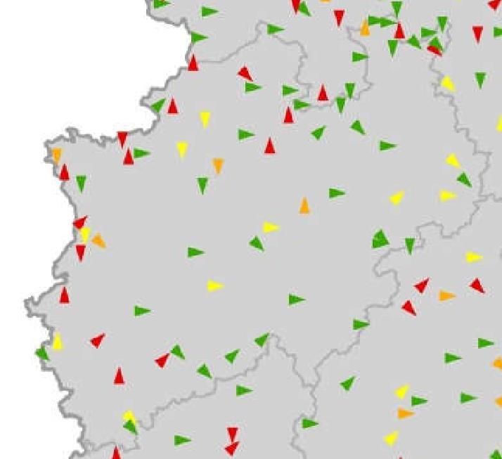 EU-Nitratmessnetz: Veränderungen der Nitratgehalte in NRW Vergleich der