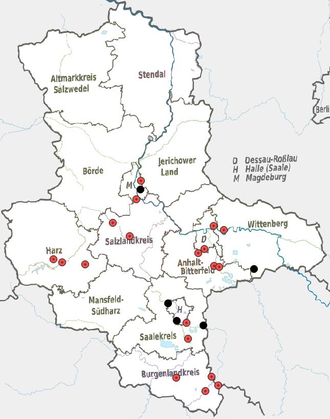 Stand des Wissens - Verbreitung Einleitung Sachsen-Anhalt Nachweise an 28 Standorten Heute nur noch 2 (3) besiedelte Habitate nach 1960