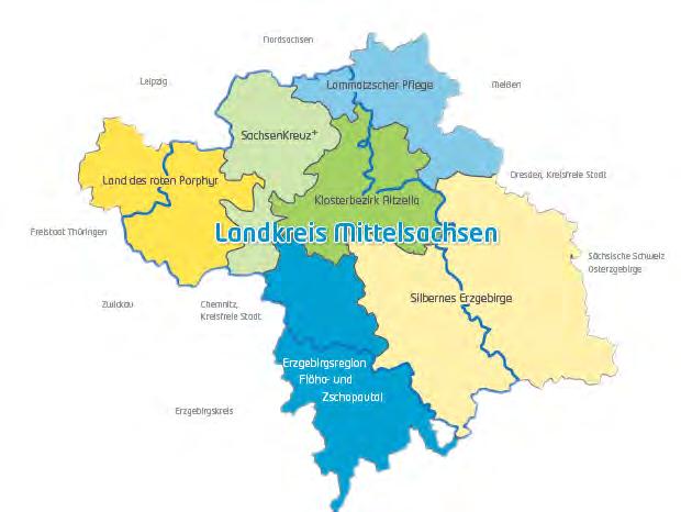 1. Vorstellung der Region Der Landkreis Mittelsachsen, mit 2.113 km² zweitgrößter Flächenlandkreis des Freistaates Sachsen, mit einer Einwohnerdichte von etwa 150 Einwohnern/km² und rund 315.