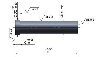 Punzone con testa cilindrica forgiata forged cylindrical head punch SCHNEIDSTEMPEl mit geschmiedetem zylinderkopf ep-2 hss ISO 8020 A Esecuzione: Testa forgiata a caldo.