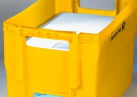 Durch die Einlieferung in den genormten gelben Behältern können Sie sicher sein, dass Ihre Sendungen im Rahmen des betrieblich Möglichen ohne Verzögerung und reibungslos weiterbearbeitet werden.