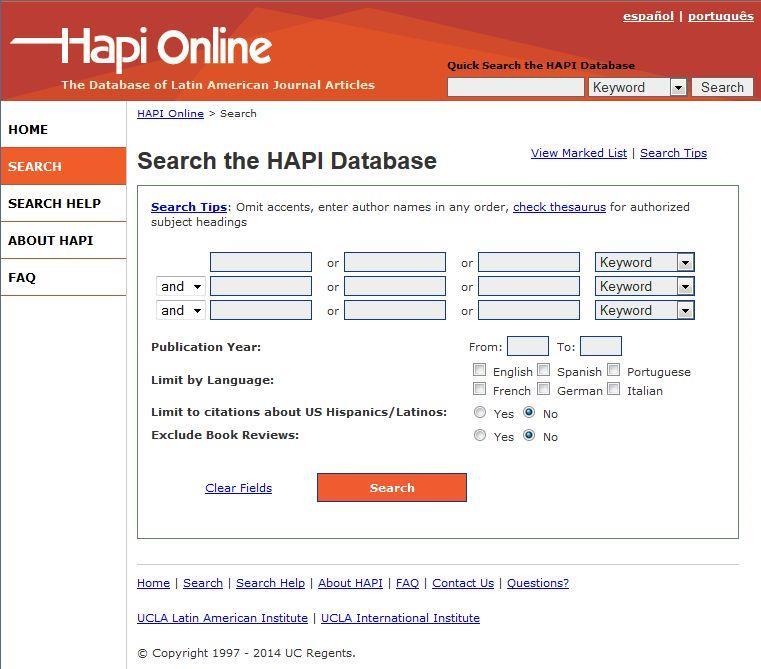 Hapi Online : Hispanic American Periodicals Index Zugriff über Bibliothekskatalog des IAI Aufsätze von mehr als 400 internat.