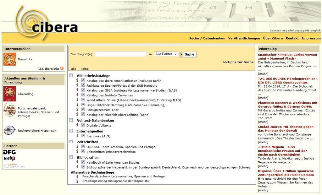 Cibera: Virtuelle Fachbibliothek Ibero-Amerika Spanien Portugal www.cibera.