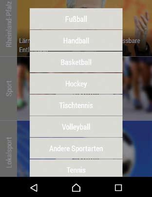 antippen und das Unterthema festlegen, ein Beispiel bei Sport wäre Handball.