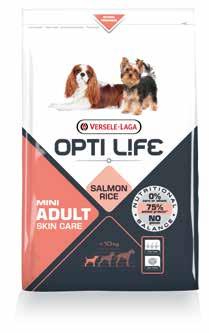 Opti Life Adult Skin Care Mini versorgt Ihren Hund mit allen erforderlichen Nährstoffen, damit das Fell wieder vor Gesundheit glänzt. - 75% der vorhandenen Proteine sind tierischer Herkunft (Lachs).