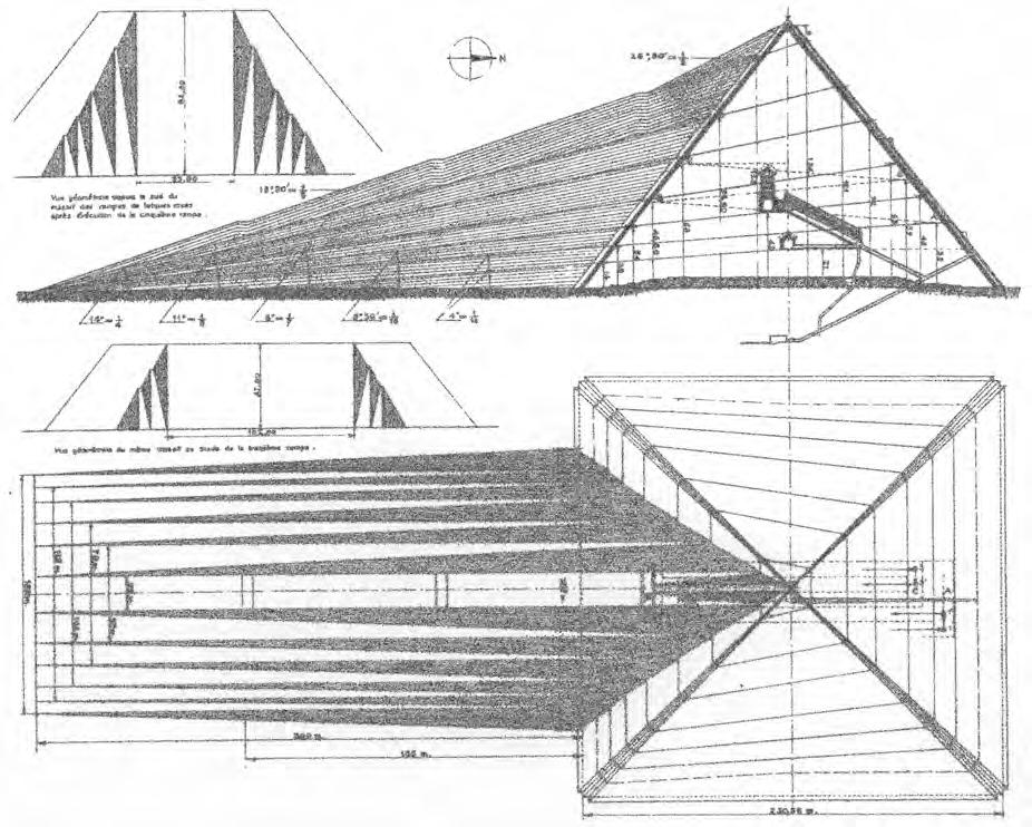Berechnungen der Transportkapazität der Rampen und zur Bauzeit der Pyramide werden nicht vorgelegt. Archäologische Befunde von derart großen Baurampen gibt es bei den Pyramiden des AR nicht.