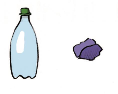 Forscherauftrag Nr. 5 Luft in einer Flasche 1 Plastikflasche 1 Stück Knete 1. Nimm die Flasche. Verschließe die Flasche luftdicht mit einem kleinen Stück Knete. 2. Lege die Flasche auf den Boden. 3.