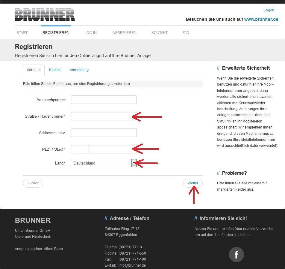 Erstmalige Registrierung starten 1.1. www.mybrunner.de aufrufen; 1.2 Schaltfläche Jetzt registrieren anklicken; 1.