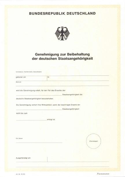 Beibehaltungsurkunde Prüfungsschema - Verlust der deutschen Staatsangehörigkeit (auch bei Pass-, Personalausweisantrag) Haben Sie eine andere Staatsangehörigkeit erworben oder beantragt?