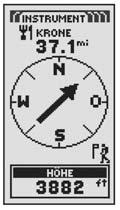 HINWEIS: Während eine Navigation im Gange ist, wird ein Wanderer -Symbol in der unteren rechten Ecke des Karten- und des Instrument-Bildschirms angezeigt.