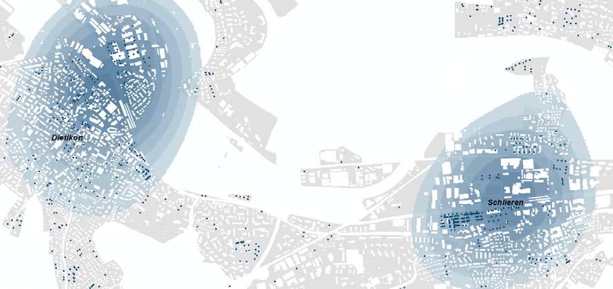 Grafik 15: Wohnbauprojekt Zollikon Beispielhafte Bebauung für Ausnutzung von Baulücken Quelle: Statistisches Amt Kanton Zürich Nimmt man die Gemeinden Schlieren und Dietikon als Vergleich (siehe