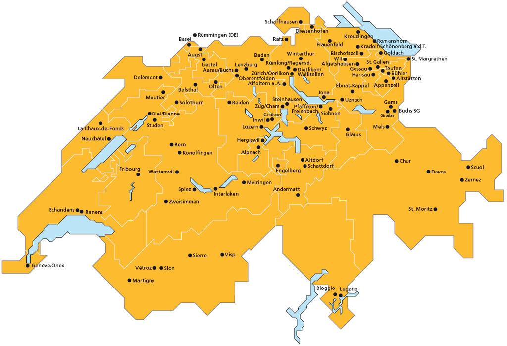 Standorte Rund 100 Standorte in der ganzen Schweiz