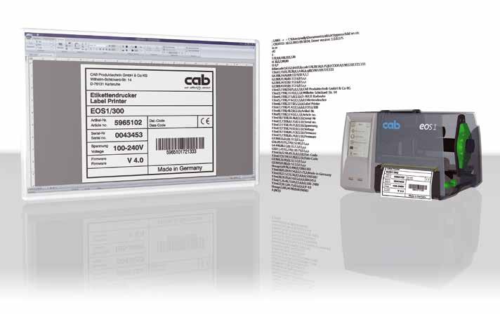 cablabel S3 ist eine Etikettensoftware, die drei Funktionen integriert: Gestalten Drucken Überwachen Die von cab entwickelte Software erschließt Ihnen bei der Gestaltung die volle Leistungsfähigkeit