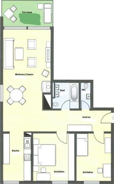 7. Grundriss Wohnung/Raumaufteilung Eingang, Bad, Gäste-WC,