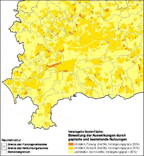 Bodenschutz in der Planung des Regionalverbands FrankfurtRheinMain: Bodenschutz in der RegFNP-Umweltprüfung: Versiegelung Versiegelte Bodenfläche Untersuchungsvariante: Planentwurf (RegFNP)