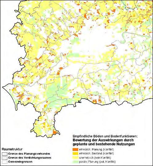 Bodenschutz in der Planung des Regionalverbands FrankfurtRheinMain: Bodenschutz in der RegFNP-Umweltprüfung: Empfindliche Böden Empfindliche Böden und Bodenfunktionen Untersuchungsvariante: Planung