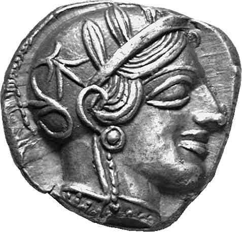 Begegnungen mit den Göttern Kopf der Athene im attischen Helm mit Kranz aus Lorbeerblättern. Tetradrachme aus Athen, um 440 v. Chr. Jeder Gott hatte eine andere Form des Erscheinens.