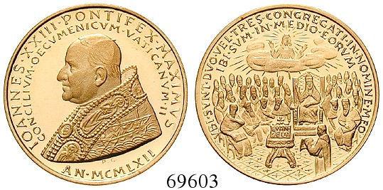 69603 70314 Goldmedaille 1962. (von Giampaoli) auf die Eröffnung des Zweiten Vatikanischen Konzils: 1962-1965.