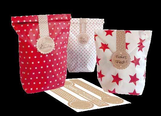 sets, 480 sets par carton Geschenktüten-Set Red Mix Gift bags set Red Mix / Set de sachets cadeau Red Mix 3 Tüten aus Seidenpapier, gefüttert, 13 x 21 cm, 70 g/m 2, 3 Motive, 3