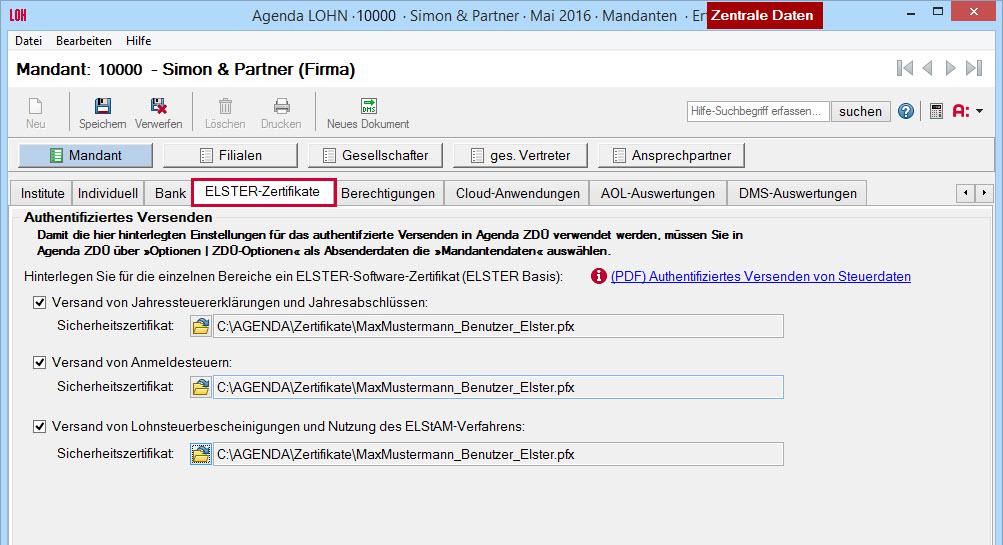 Seite 4.3. ELSTER-Zertifikat Das ELStAM-Verfahren kann nur mit einem elektronischen Zertifikat von ELSTER (Authentifizierung) erfolgen.