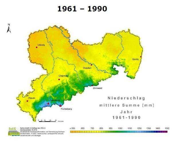 Klimaentwicklung Mittlerer Niederschlag im Jahr [mm] 100 %