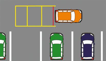Nachfolgend wird ein Einparkvorgang beim Einparkmodus 1 dargestellt. Durch Einlegen des Rückwärtsganges, bzw.