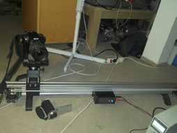 Fototechnik Photo technology The rail is a 60 cm box section. The motor slider is driven via microstep technology and a smartphone app.