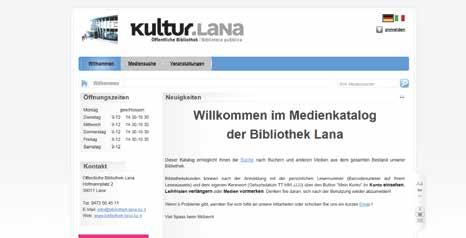 Kultur Unsere Medien gehen online! www.biblio.bz.