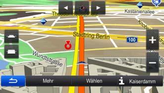 2.2.4 Die Karte verändern Tippen Sie während der Navigation an einer beliebigen Stelle in die Karte, um sie genauer zu betrachten. Die Karte folgt dann nicht mehr Ihrer aktuellen Position (d. h.