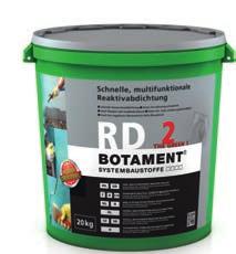 BOTAMENT RD 2 The Green 1 ist eine schnellabbindende, bitumenfreie Reaktivabdichtung zur Abdichtung erdberührter Bauteile im Neubau und zur Sanierung von alten Abdichtungen.