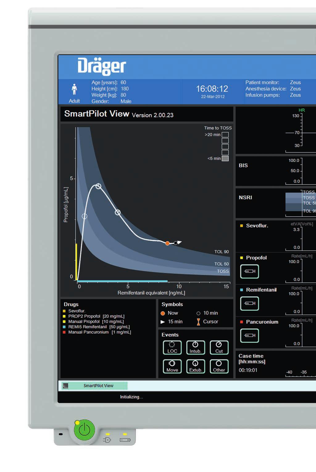 04 DRÄGER SMARTPILOT VIEW SmartPilot View: Ihr nützlicher Ratgeber bei Entscheidungen in der Anästhesieführung Voraussichtliche Aufwachphase falls Sie keine weiteren Anästhetika verabreichen.