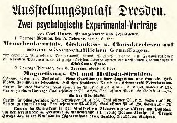 15 Die Anzeige in den Dresdner Nachrichten für die Vorträge vom 5. und 6. Februar 1906 im Ausstellungspalast.