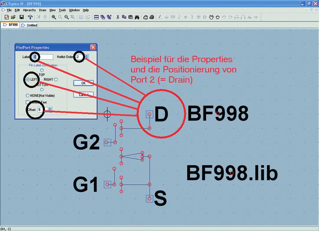 UKW-Berichte 4/2009 Bild 5: Mit wenig Mühe wird aus dem einfachen MOSFET ein Dualgate- MOSFET. Zur Positionierung der neuen Ports: Siehe Text a.