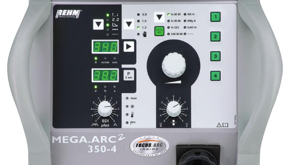 29 MIG/MAG-Schweißgeräte stufenlos regelbar MEGA.ARC² 250 bis 450 Das Dedienpanel RMI (REHM Machine Interface) 1.
