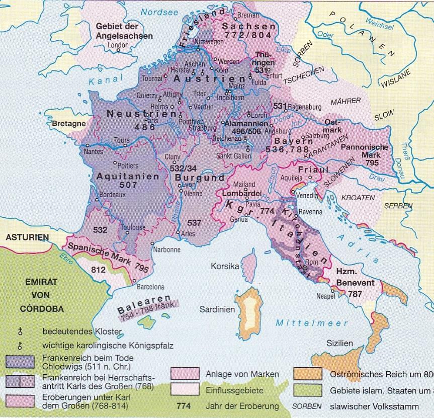 Das Reich der Franken Die Merowinger Chlodwig vereinigt die Franken Erweiterung des Reichs Übertritt zum katholischen Glauben (um 500 n.chr.