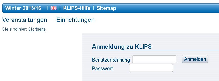 Durch Anklicken der KLIPS-Hilfe gelangen Sie auf die Internetseite des KLIPS- Supports: http://klips-support.uni-koeln.de/index.php/hauptseite 3.