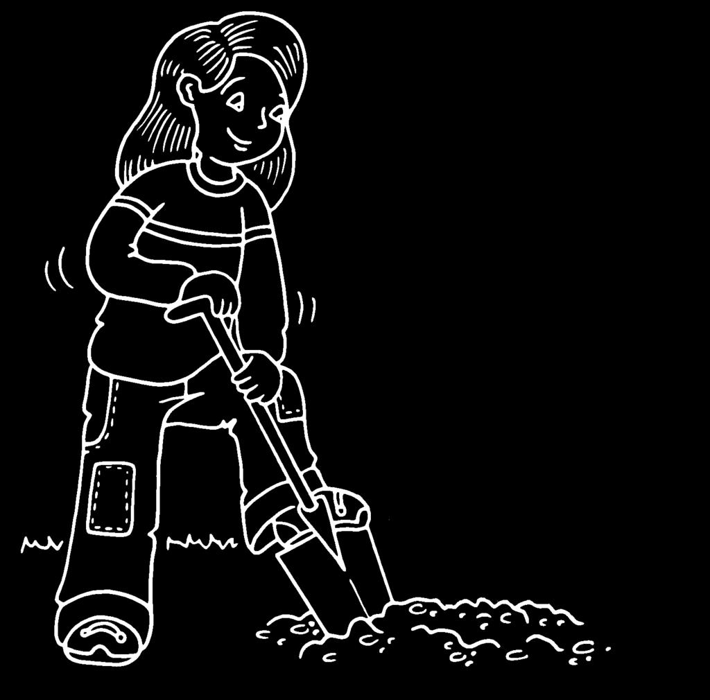 Ein Mädchen gräbt ein Loch und pflanzt einen