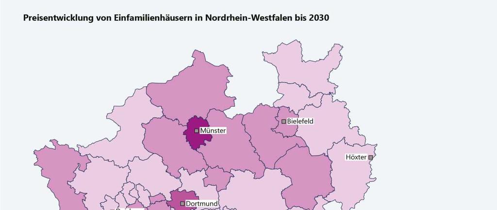 Ergebnisse Die dynamische Preisentwicklung auf den Immobilienmärkten in Nordrhein-Westfalen konzentrierte sich in der jüngeren Vergangenheit im Wesentlichen auf Städte und deren direktes Umland.