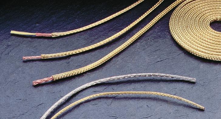 Kupferlitze, umflochten speziell für den Niedervolt- Bereich, auch mit Zugentlastung aus Aramid Kupfer-Klöppellitzen KKL Vorteil der Aramid-Zugentlastung: Gewichtsentlastung des Stromleiters