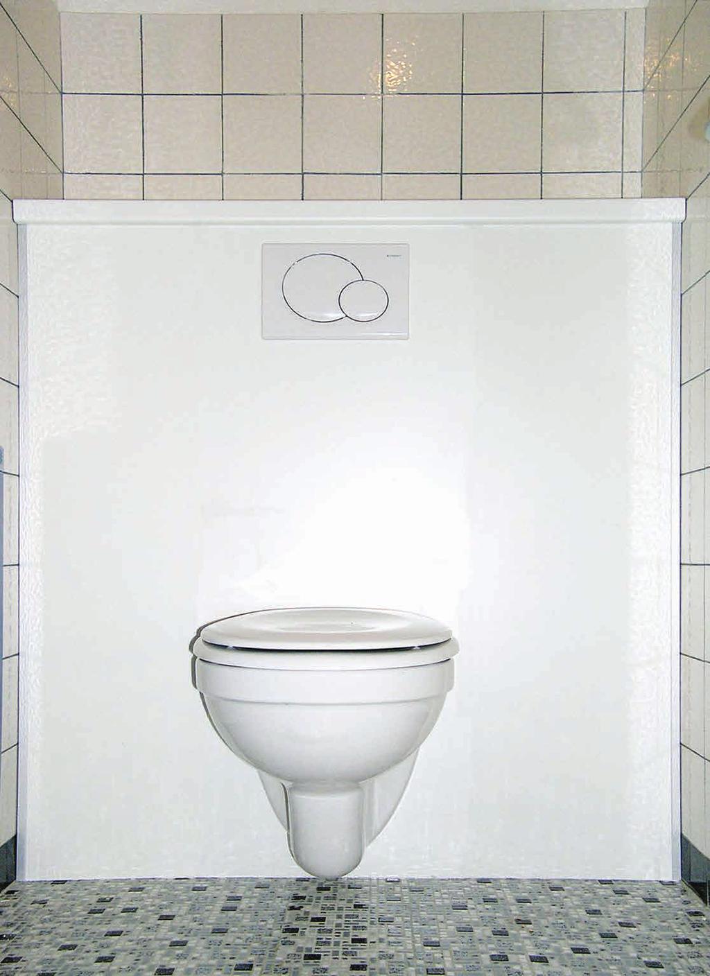 WC-Sanpaket mit Fertigoberfläche Anwendungstechnik Beispiel Materialauszug Kein Spachteln, Malen oder Verfliesen Die Verkleidung ist mit einer hygienischen, leicht reinigbaren Beschichtung versehen.