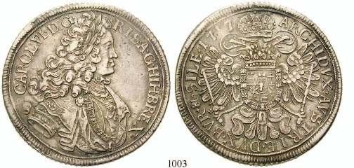 vz 385,- Die Haller Taler von 1713 zeigen noch das Portrait Joseph I. 1003 Taler 1717, Breslau.