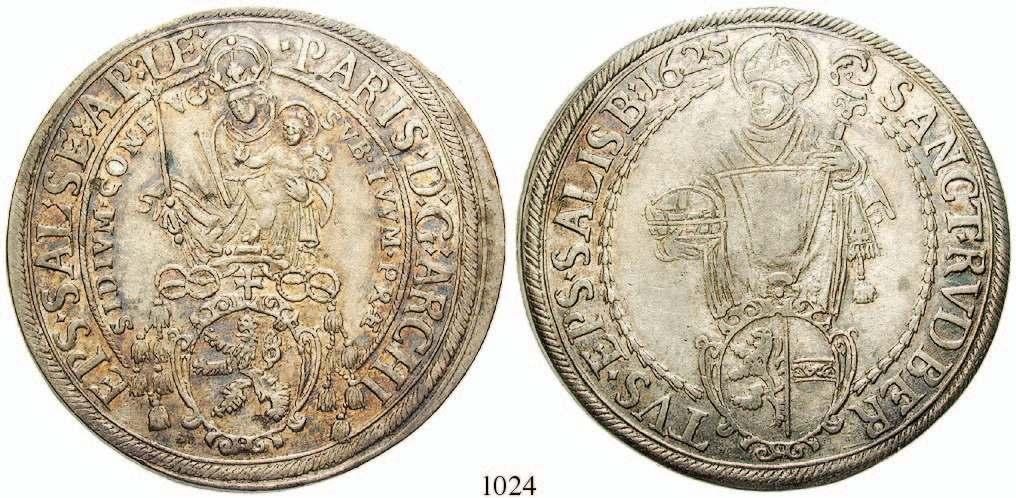 28,62 g. Wappen / Thronender St. Rudbertus. Dav.3492; Probszt 963.