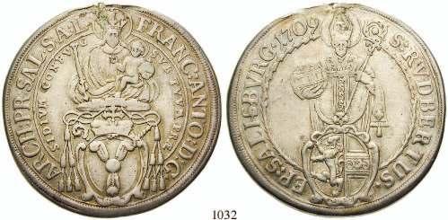 ss 200,- 1030 15 Kreuzer 1686. Wappen / St. Rudbertus. Probszt 1674; Zöttl 2017.