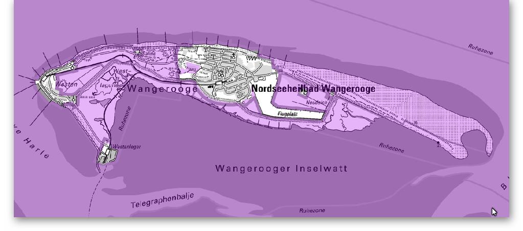 Gemeinde Wangerooge: Teil II der Begründung zum Flächennutzungsplan 2017 Umweltbericht 59 Abbildung 1: Nationalpark Niedersächsisches Wattenmeer Der Nationalpark Niedersächsisches Wattenmeer ist in