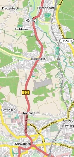 4. Schwabach-Nürnberg Bevorzugte Trasse: Ausbau der Strecke von Schwabach nach Wolkersdorf.